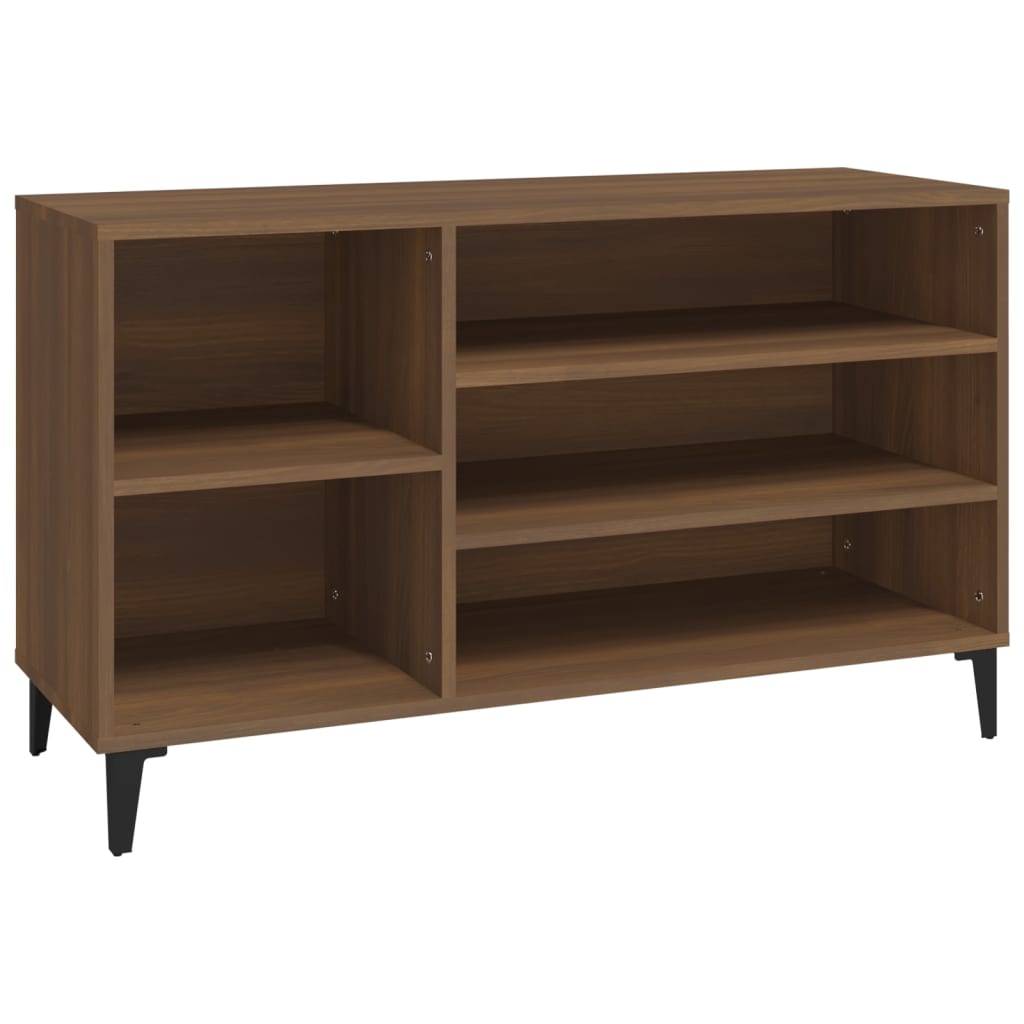 Étagère à chaussures aspect chêne marron 102x36x60 cm en bois