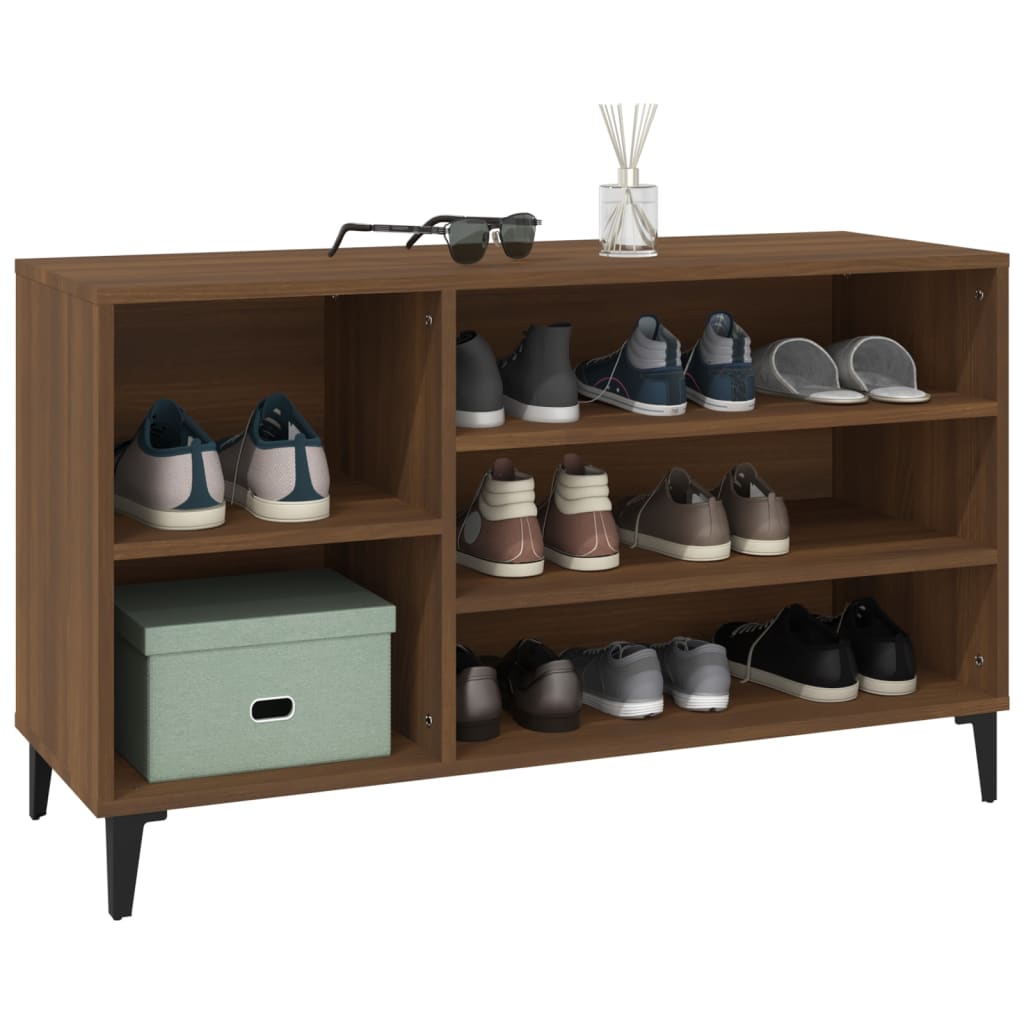 Étagère à chaussures aspect chêne marron 102x36x60 cm en bois