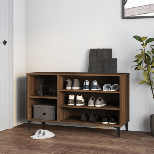 Étagère à chaussures aspect chêne marron 102x36x60 cm en bois