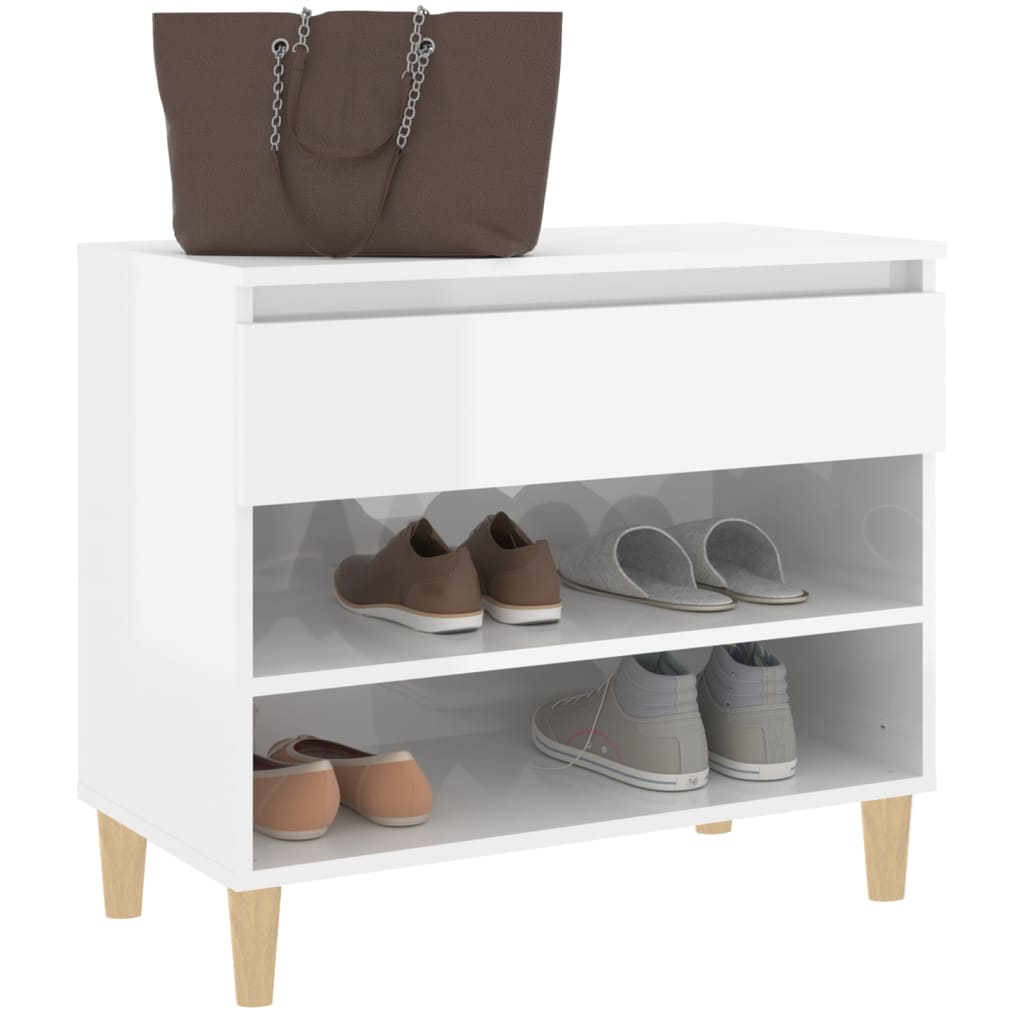 Shoe rack high-gloss white 70x36x60 cm made of wood