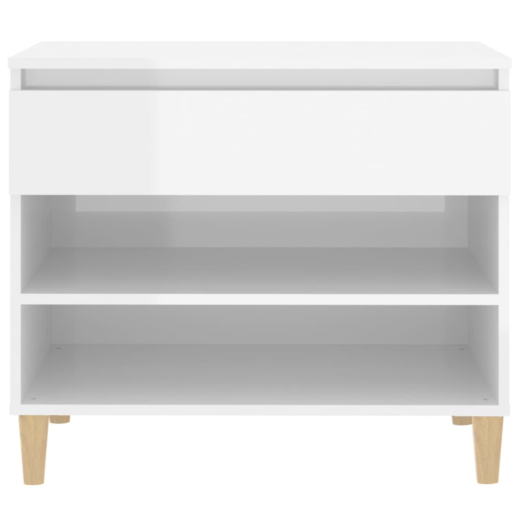 Shoe rack high-gloss white 70x36x60 cm made of wood