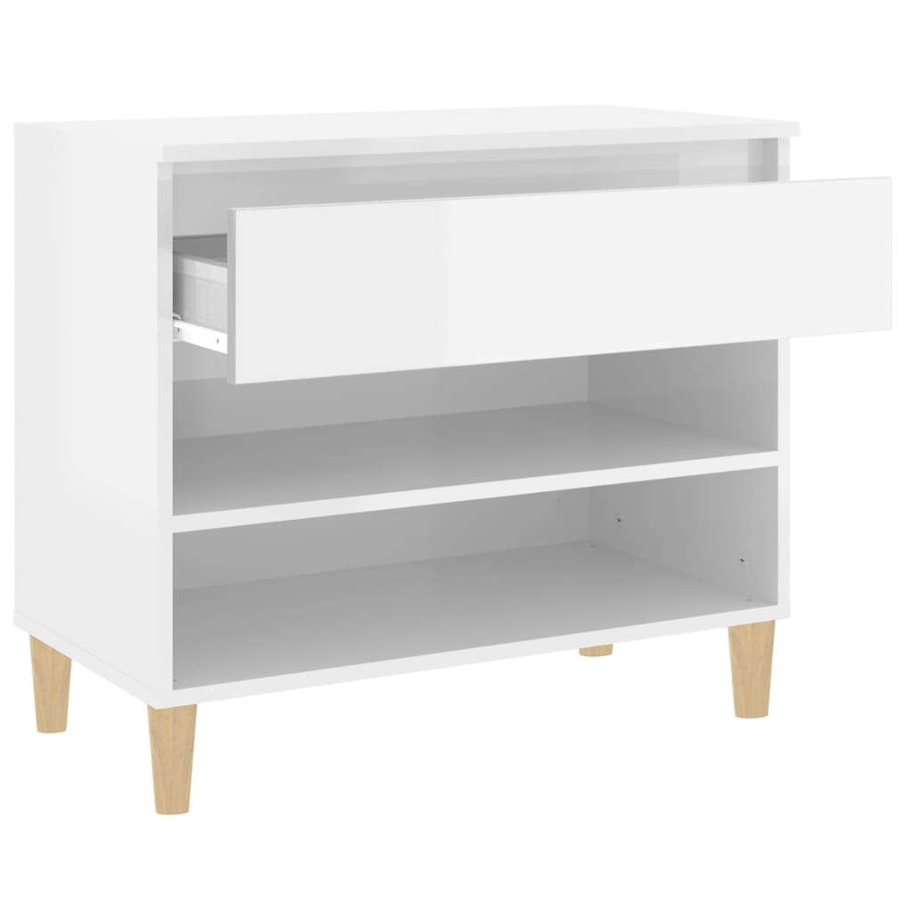 Shoe rack high-gloss white 70x36x60 cm made of wood