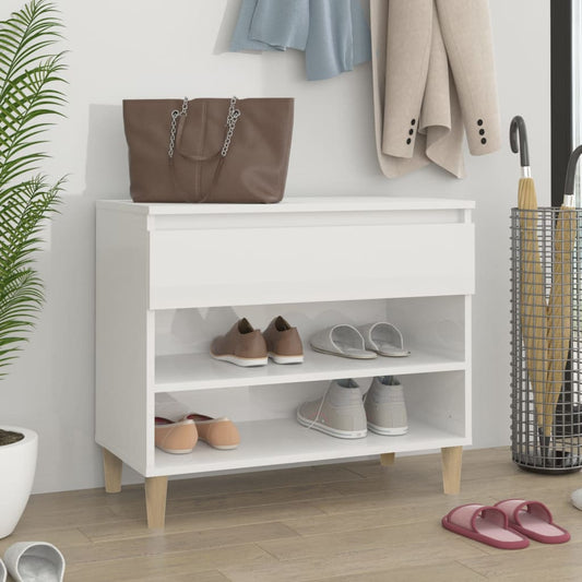 Shoe rack high-gloss white 70x36x60 cm made of wood