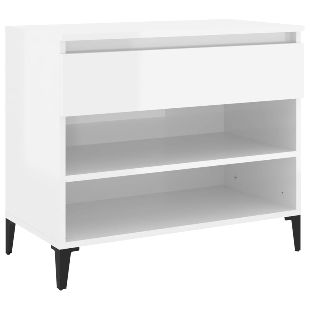 Shoe rack high-gloss white 70x36x60 cm made of wood