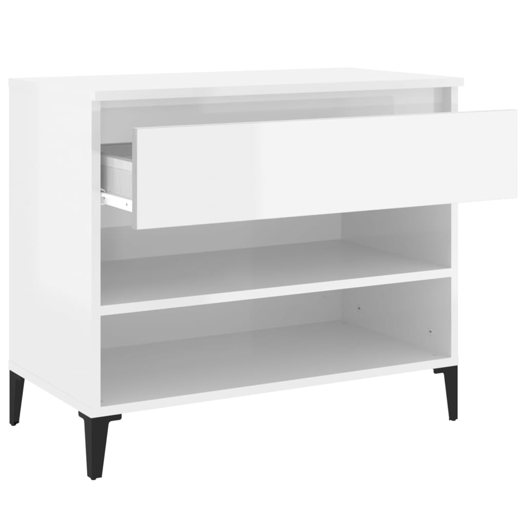 Shoe rack high-gloss white 70x36x60 cm made of wood