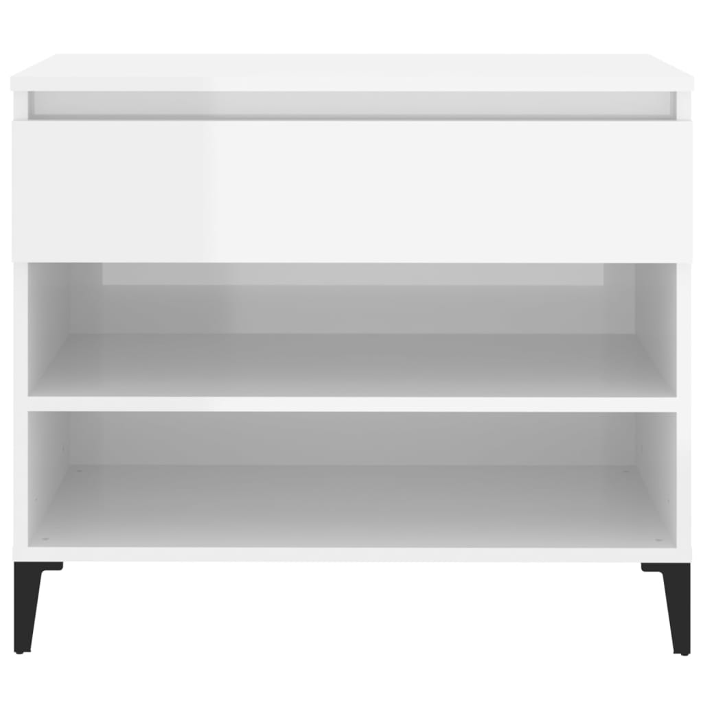 Shoe rack high-gloss white 70x36x60 cm made of wood