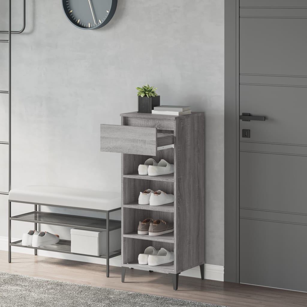 Étagère à chaussures gris Sonoma 40x36x105 cm en bois