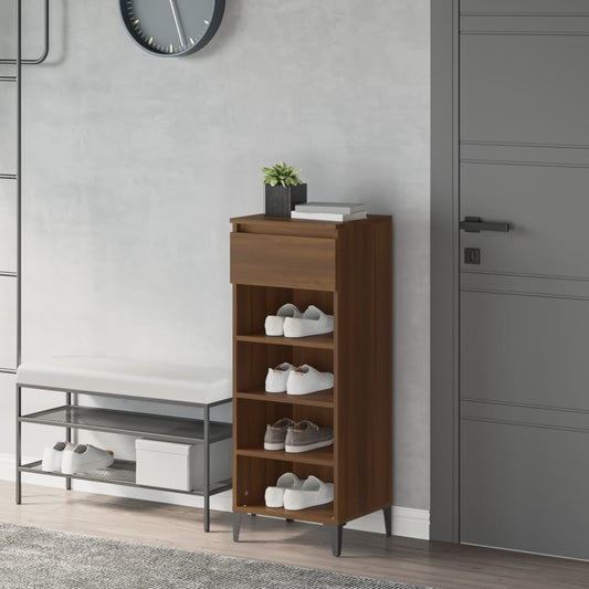 Étagère à chaussures aspect chêne marron 40x36x105 cm en bois