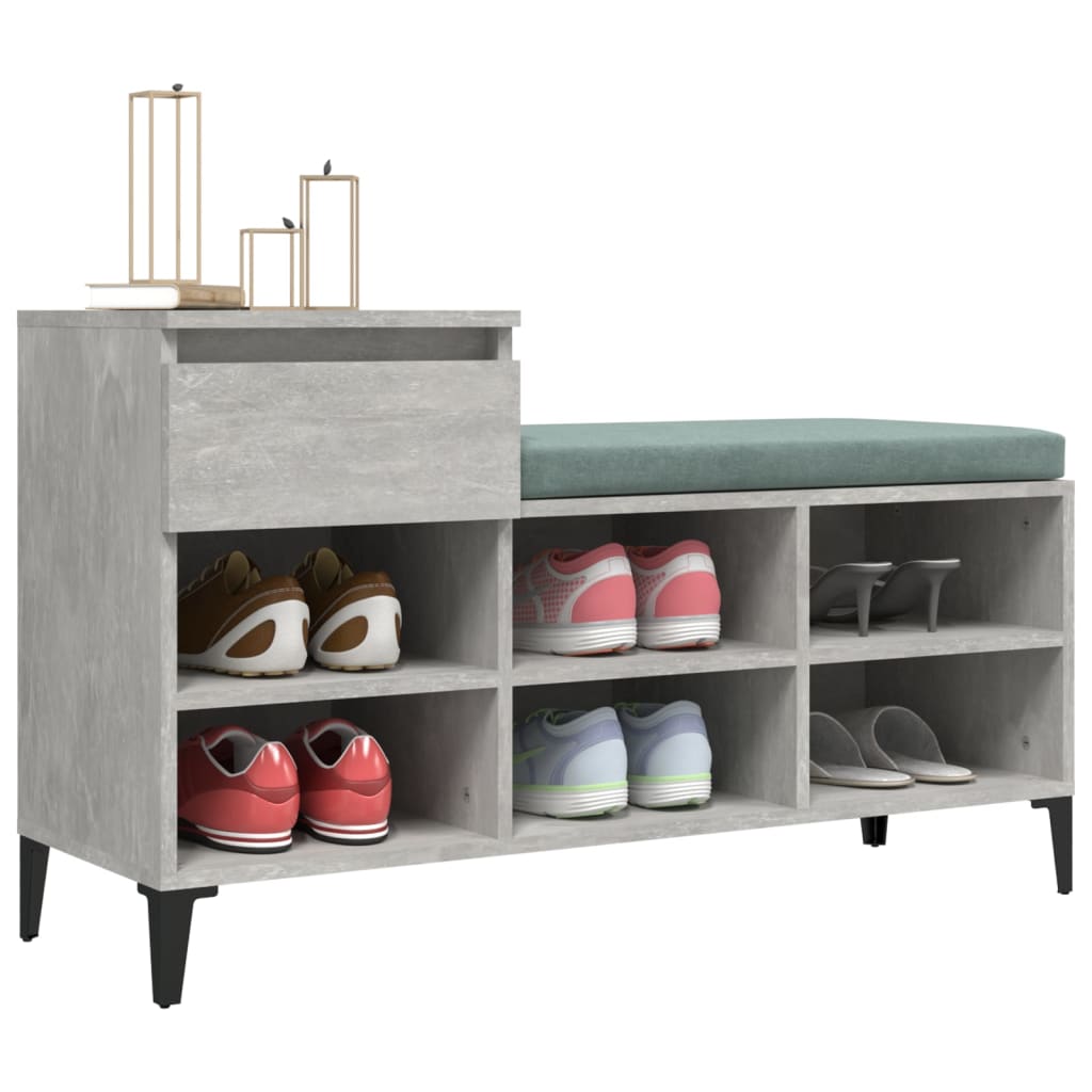 Shoe rack concrete gray 102x36x60 cm made of wood