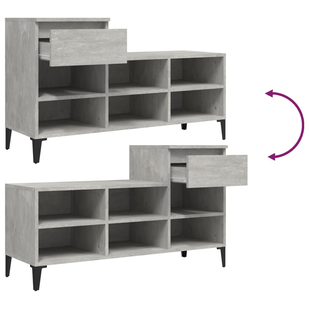 Shoe rack concrete gray 102x36x60 cm made of wood