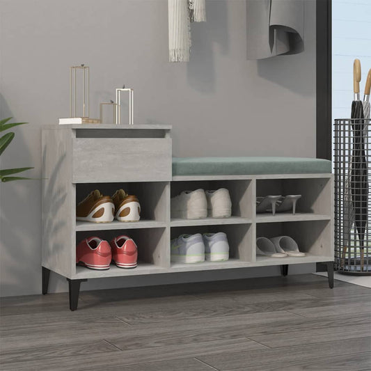 Shoe rack concrete gray 102x36x60 cm made of wood