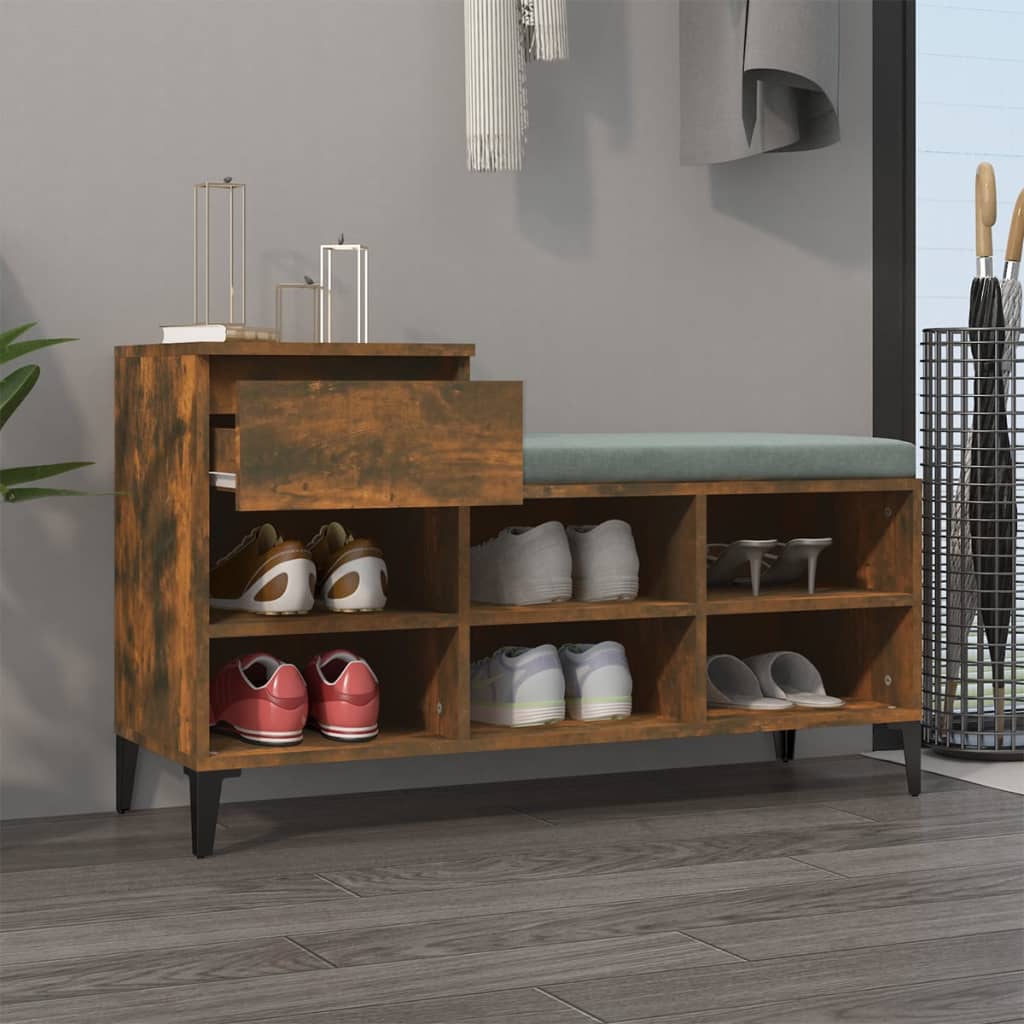 Shoe rack smoked oak 102x36x60 cm made of wood