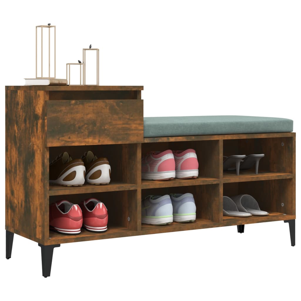 Shoe rack smoked oak 102x36x60 cm made of wood