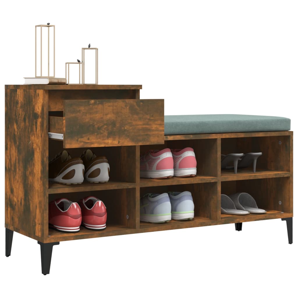 Shoe rack smoked oak 102x36x60 cm made of wood