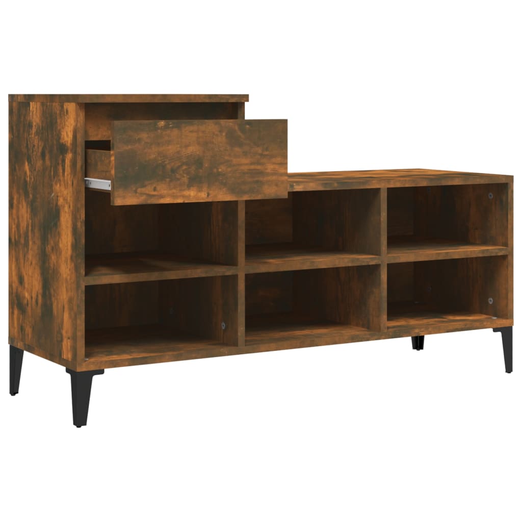 Shoe rack smoked oak 102x36x60 cm made of wood