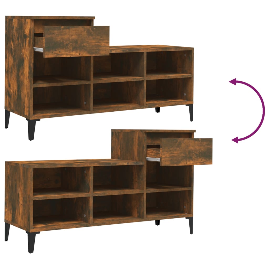 Shoe rack smoked oak 102x36x60 cm made of wood