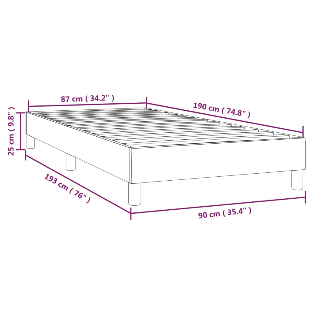 Bettgestell ohne Matratze Creme 90x190 cm Stoff