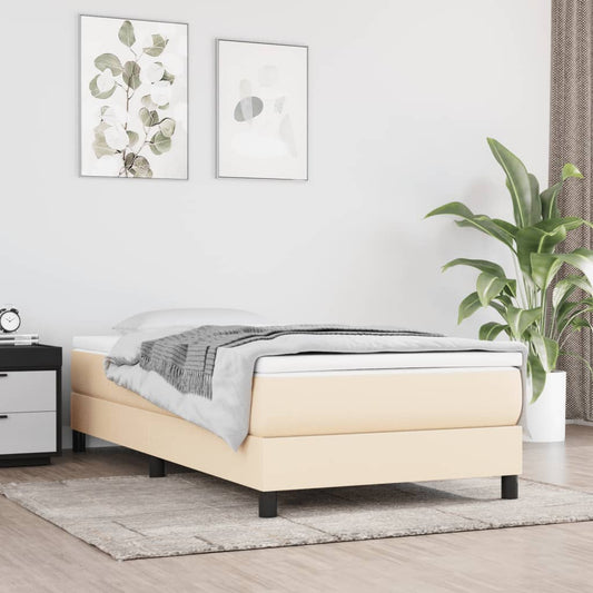 Bettgestell ohne Matratze Creme 90x190 cm Stoff