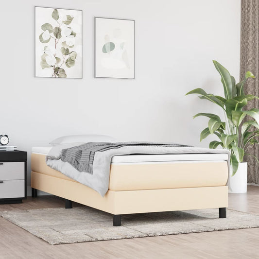 Bettgestell ohne Matratze Creme 90x200 cm Stoff