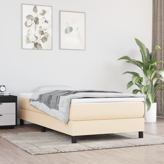 Bettgestell ohne Matratze Creme 100x200 cm Stoff