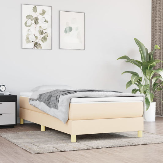 Bettgestell ohne Matratze Creme 80x200 cm Stoff