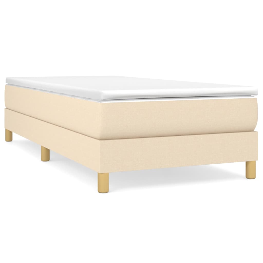 Bettgestell ohne Matratze Creme 90x190 cm Stoff