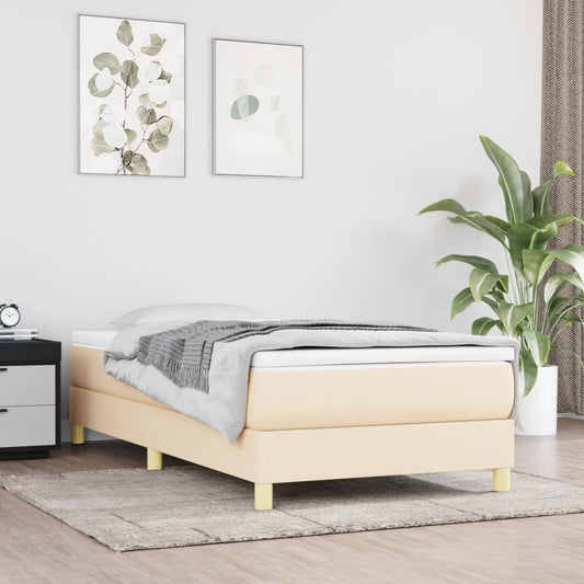 Bettgestell ohne Matratze Creme 90x200 cm Stoff