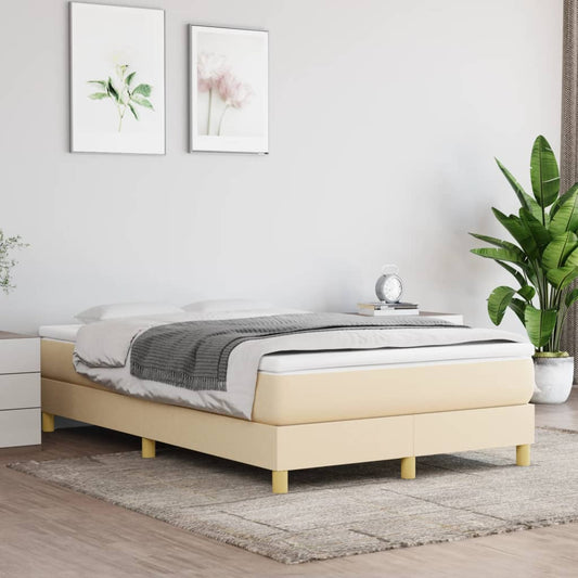 Bettgestell ohne Matratze Creme 120x200 cm Stoff