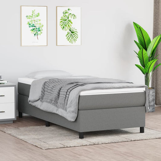 Bettgestell ohne Matratze Dunkelgrau 90x200 cm Stoff