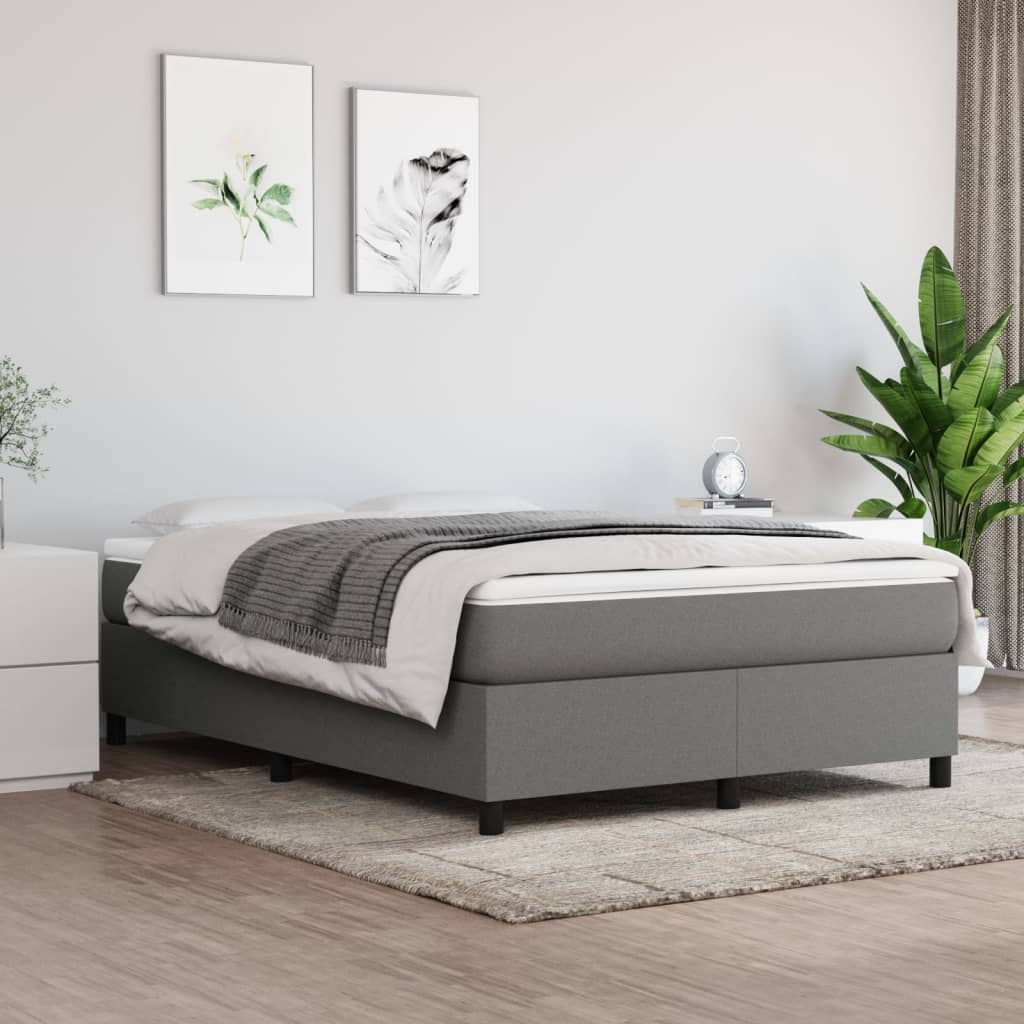 Bettgestell ohne Matratze Dunkelgrau 140x200 cm Stoff