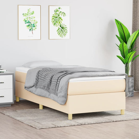 Bettgestell ohne Matratze Creme 90x190 cm Stoff