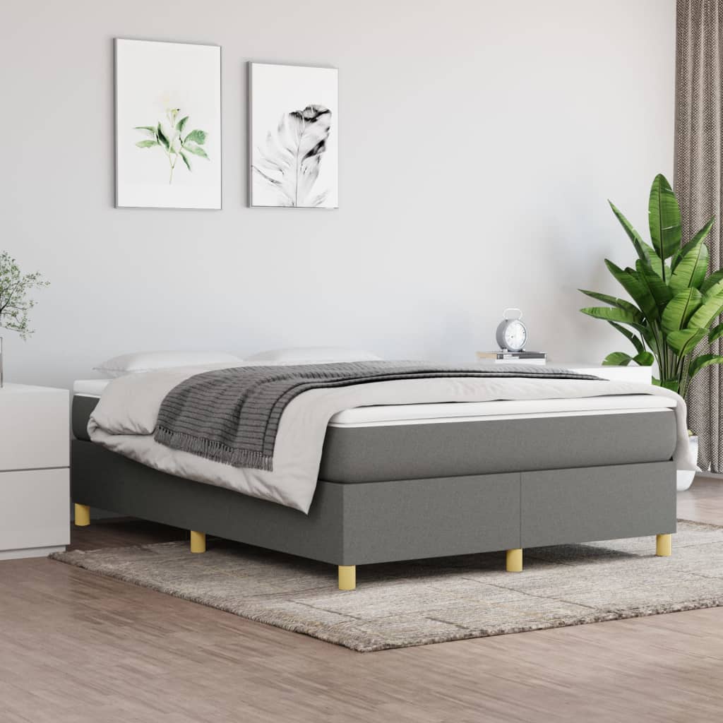Bettgestell ohne Matratze Dunkelgrau 140x200 cm Stoff