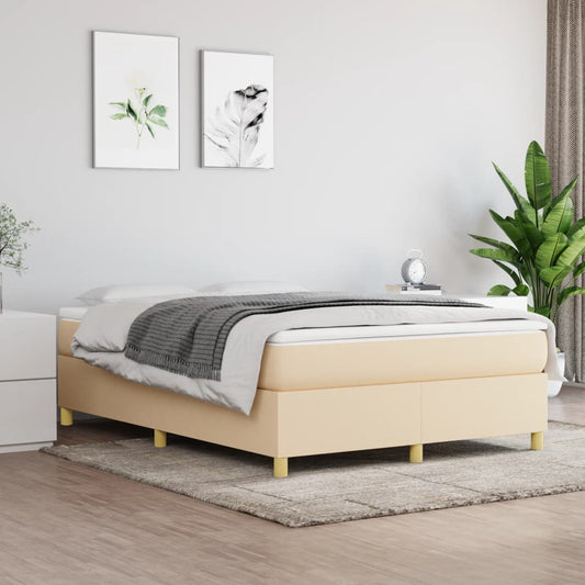 Bettgestell ohne Matratze Creme 140x200 cm Stoff