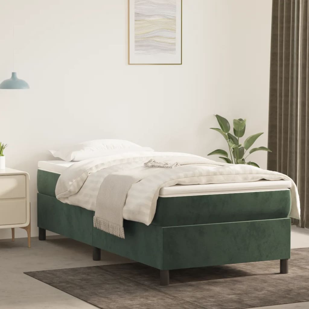 Bettgestell ohne Matratze Dunkelgrün 90x200 cm Samt