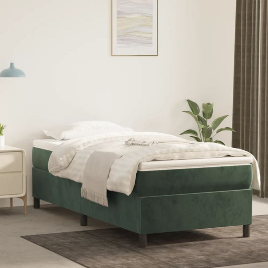 Bettgestell ohne Matratze Dunkelgrün 90x200 cm Samt