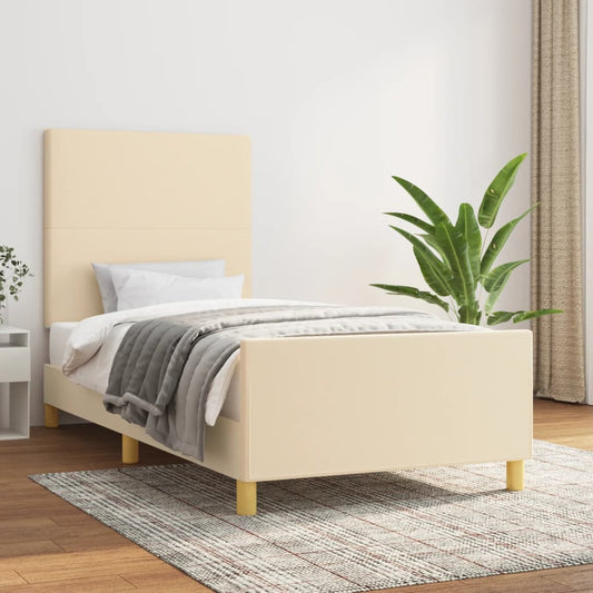 Bettgestell ohne Matratze Creme 80x200 cm Stoff