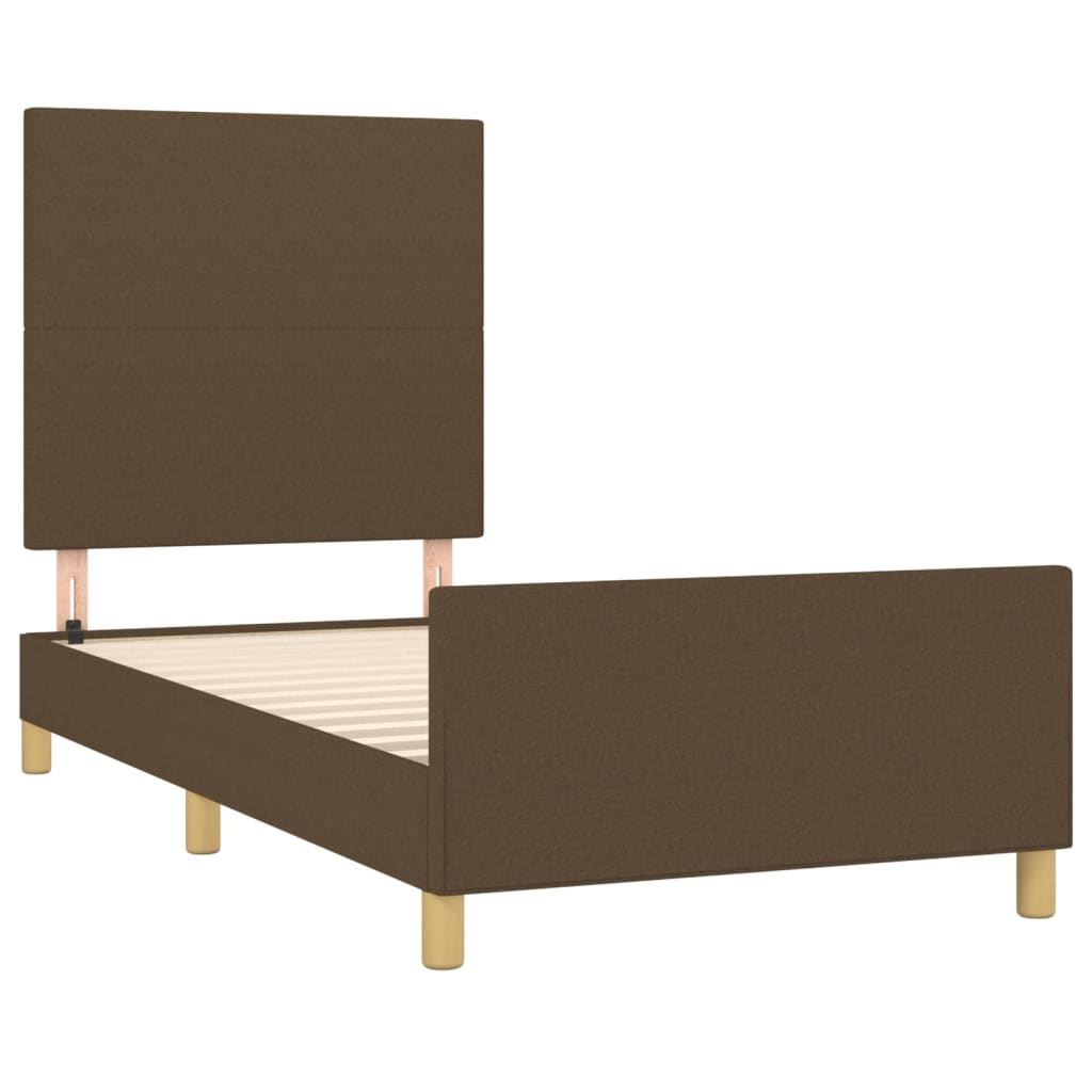 Bettgestell ohne Matratze Dunkelbraun 90x190 cm Stoff
