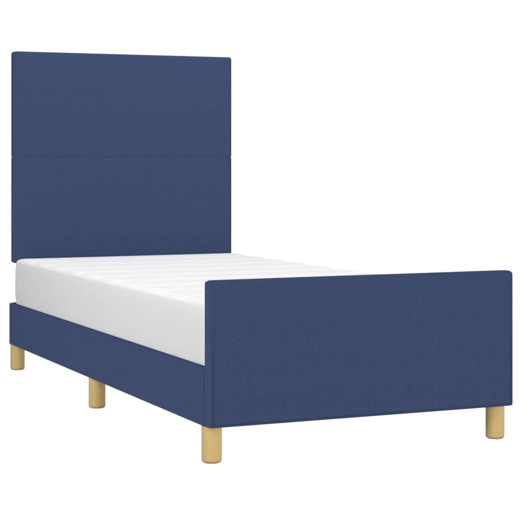 Bettgestell ohne Matratze Blau 90x200 cm Stoff