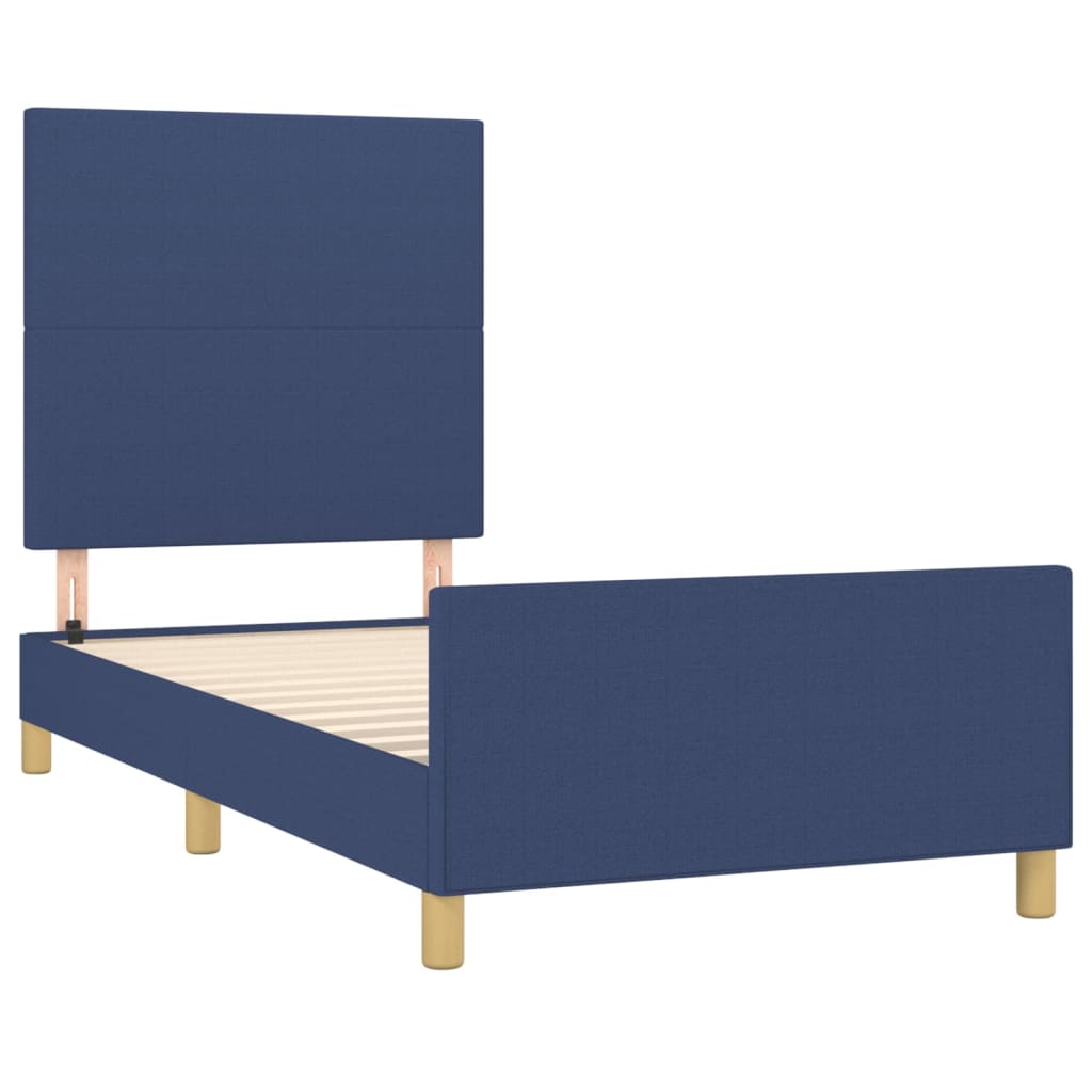 Bettgestell ohne Matratze Blau 90x200 cm Stoff