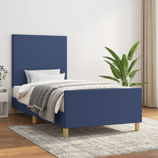 Bettgestell ohne Matratze Blau 90x200 cm Stoff