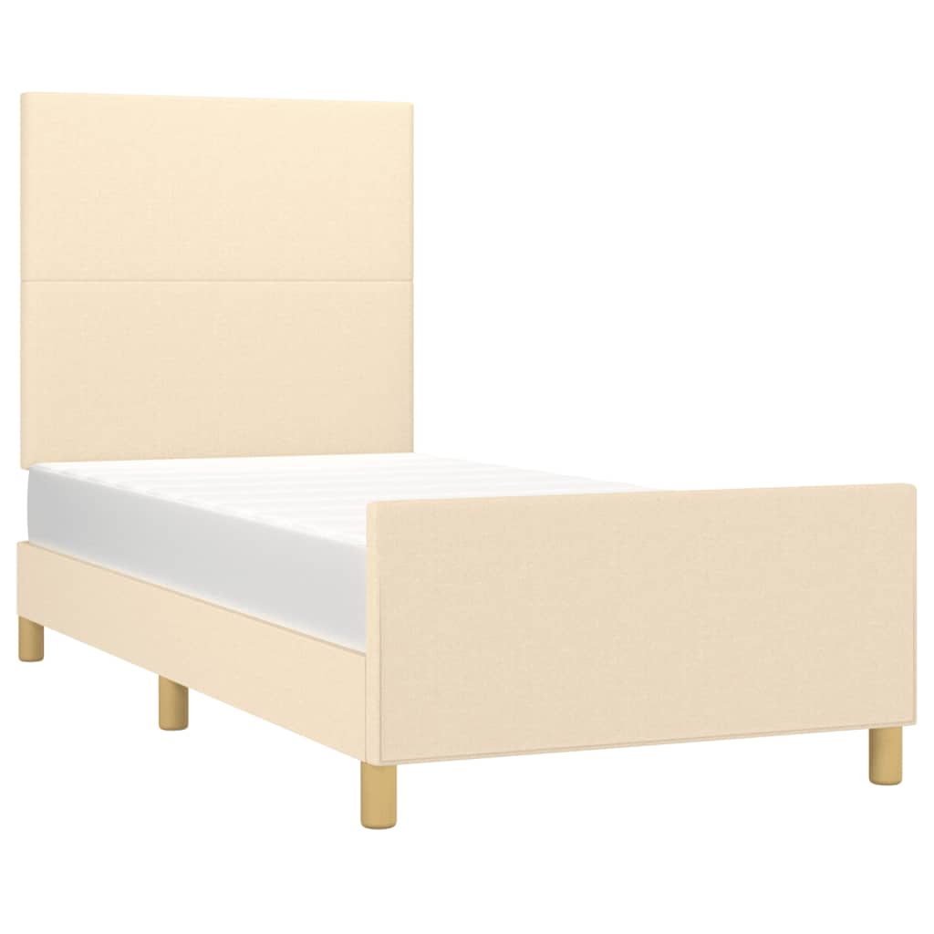Bettgestell ohne Matratze Creme 100x200 cm Stoff