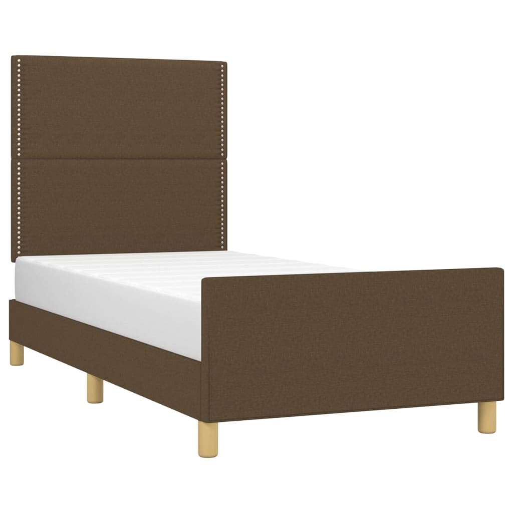 Bettgestell ohne Matratze Dunkelbraun 90x190 cm Stoff