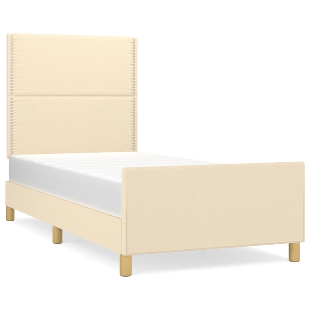 Bettgestell ohne Matratze Creme 90x190 cm Stoff