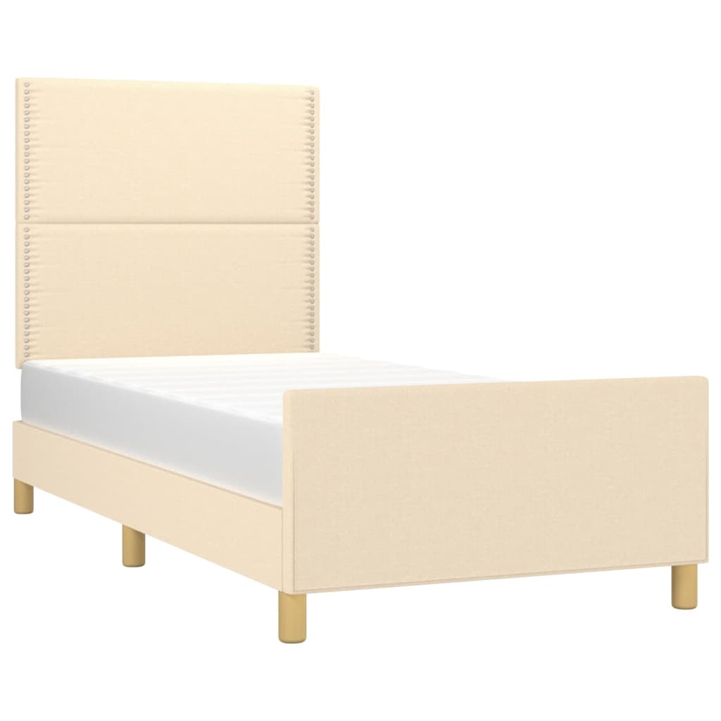 Bettgestell ohne Matratze Creme 90x190 cm Stoff