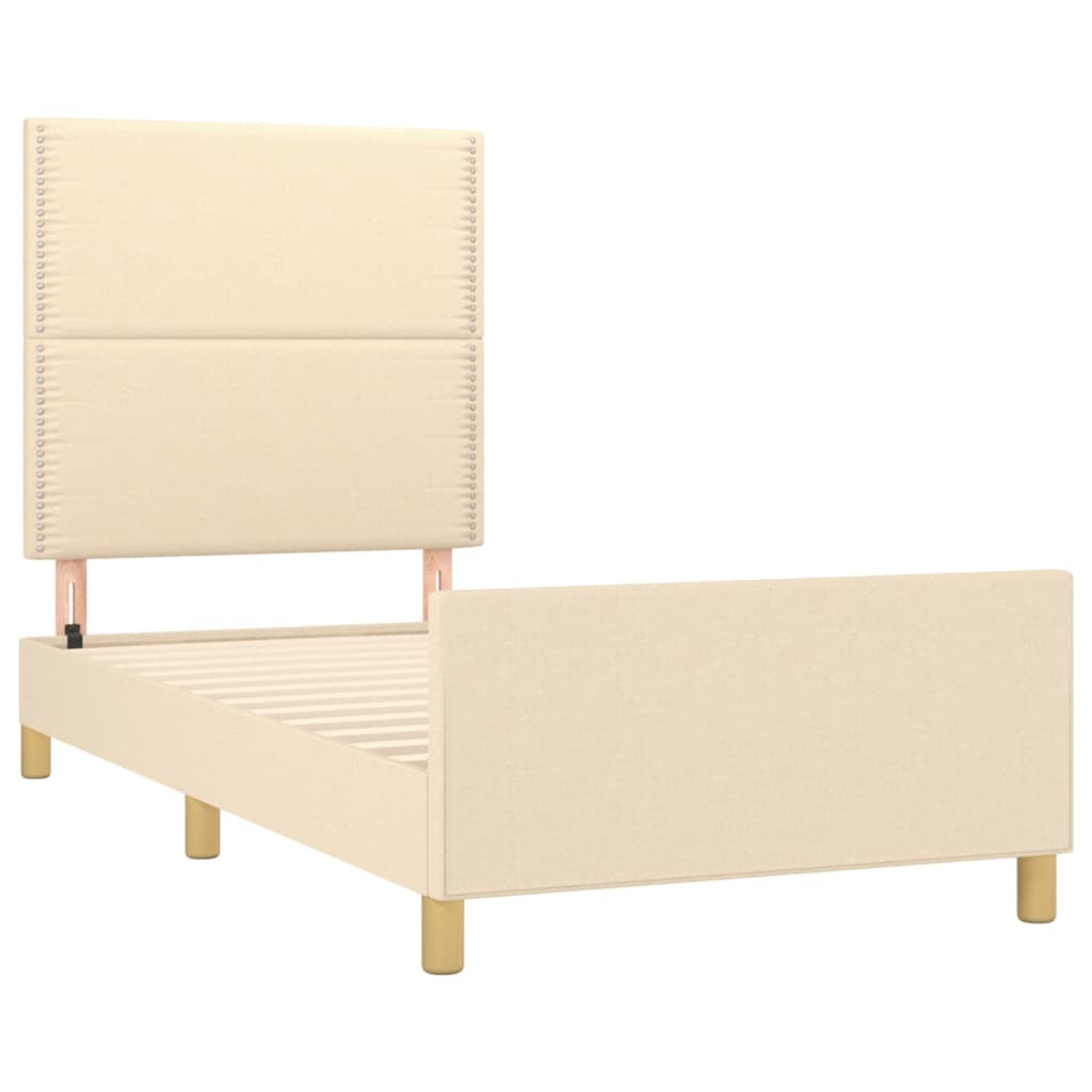 Bettgestell ohne Matratze Creme 90x190 cm Stoff