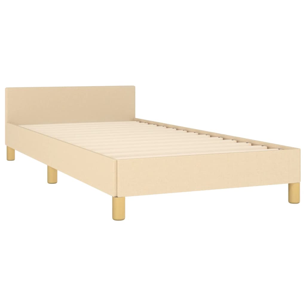 Bettgestell ohne Matratze Creme 90x190 cm Stoff