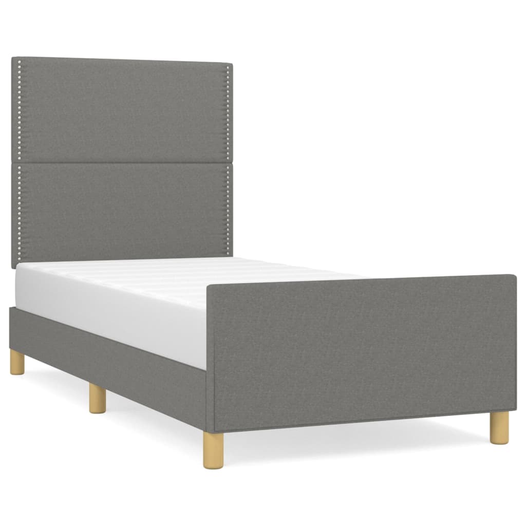 Bettgestell ohne Matratze Dunkelgrau 90x200 cm Stoff