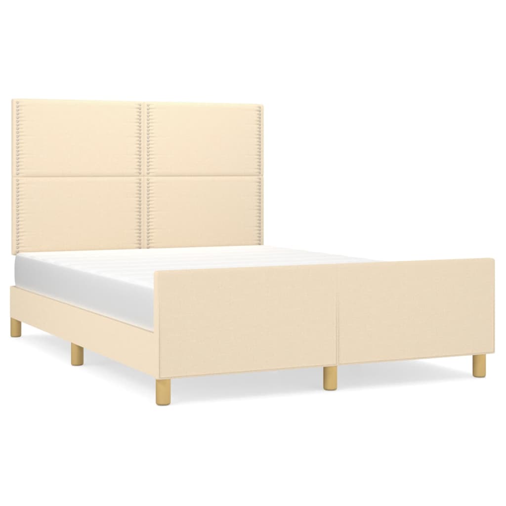 Bettgestell ohne Matratze Creme 140x190 cm Stoff