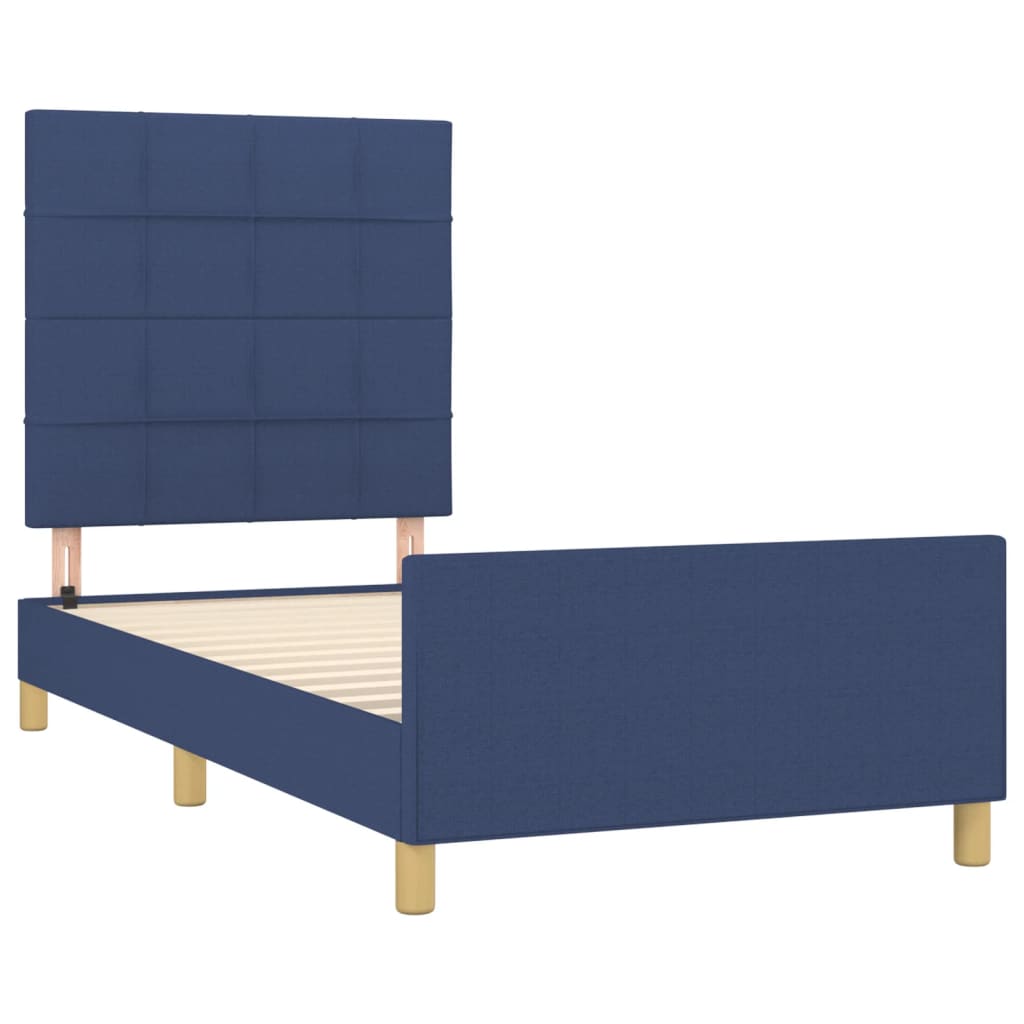 Bettgestell ohne Matratze Blau 90x200 cm Stoff