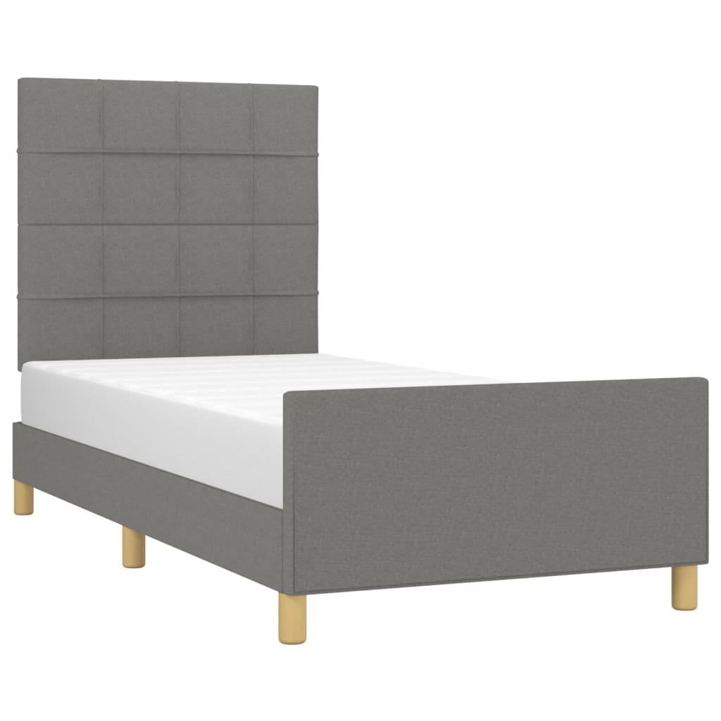 Bettgestell ohne Matratze Dunkelgrau 100x200 cm Stoff